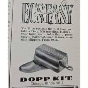 Vintage 1964 Dopp Kit Travel Bag Toiletries Organizer print ad x 3